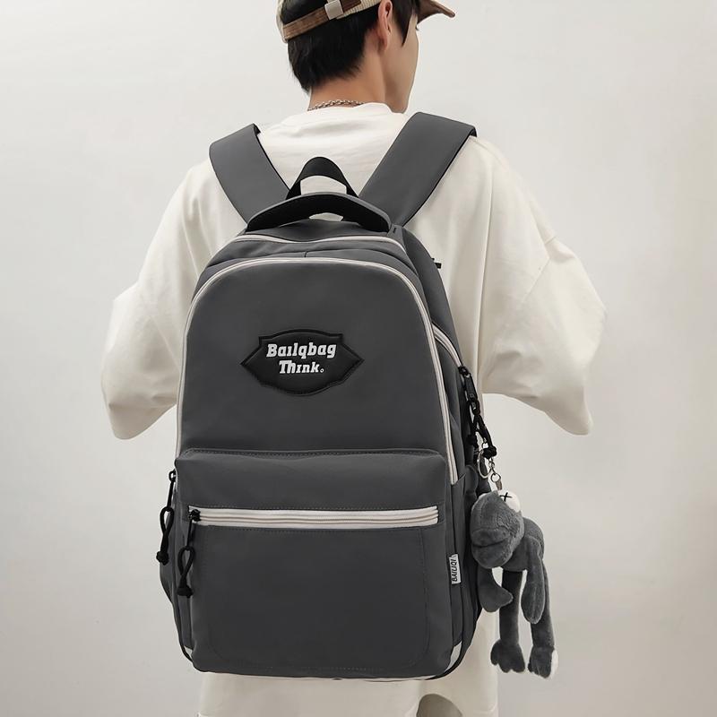 Color Block Student School Bag Men's Large Capacity Backpack Women Travel Couple Bag