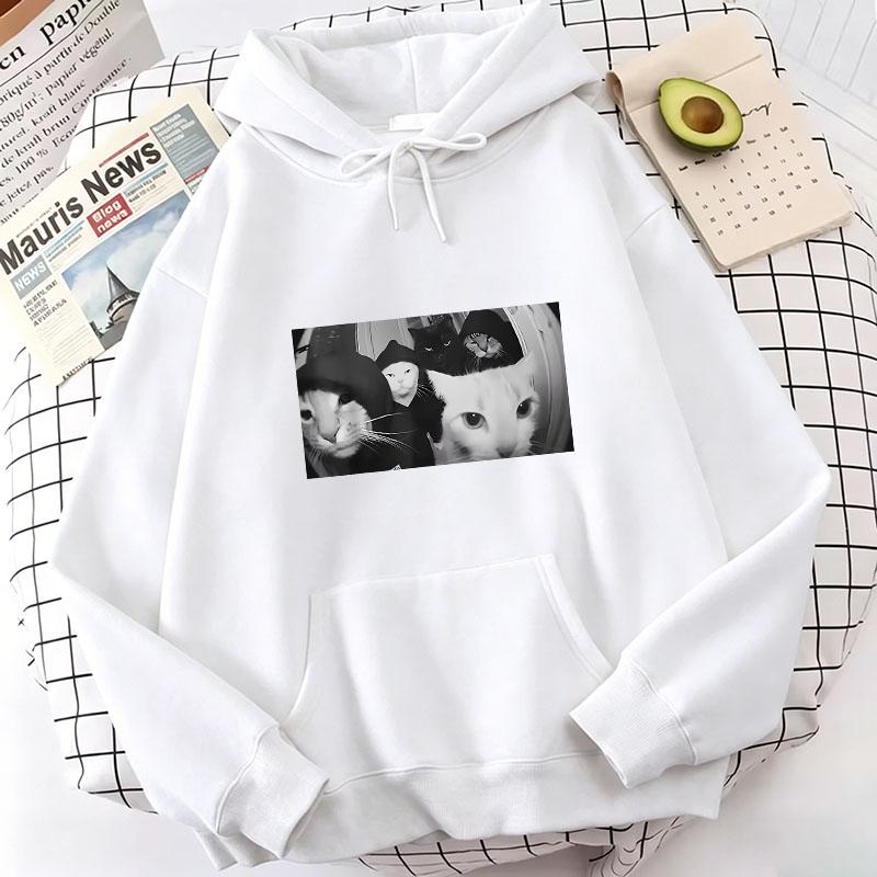 Hip Hop Cat Print Hoodies Spring Autumn Winter Casual Hoodies Sweatshirts Men Women Tops Streetwear