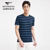 Seven Wolves Men's Striped Round Neck Short Sleeve T-shirt