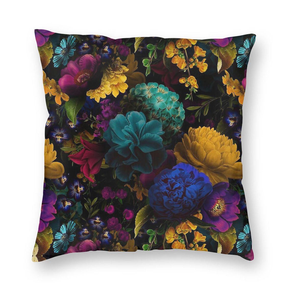Mystical Night Botanical Night Garden  Pillowcase Polyester Linen Velvet Pattern Zip Decor Pillow Case Car Cushion Cover x 30x30cm