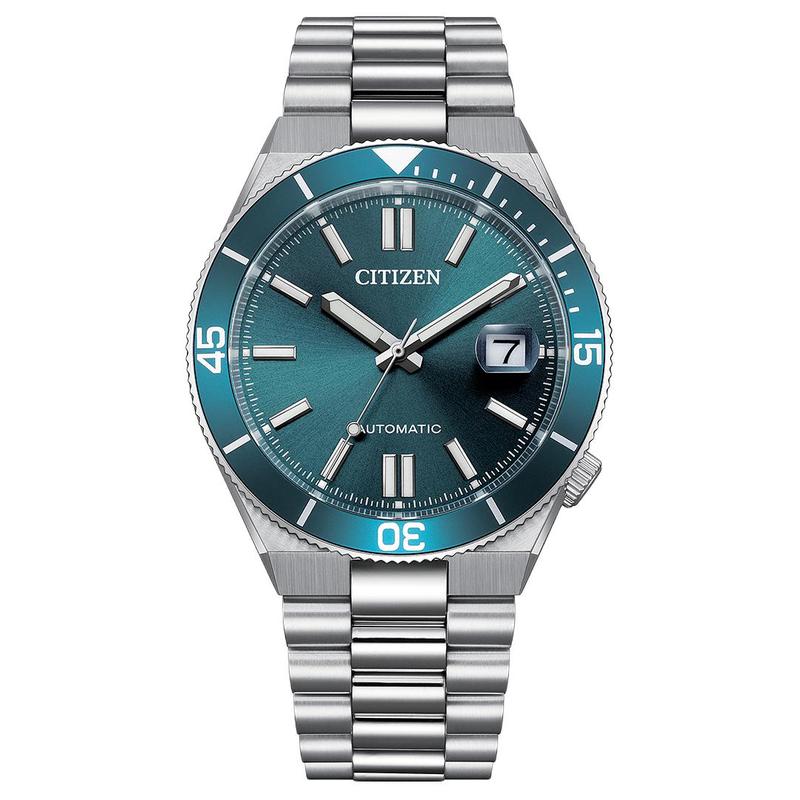 

CITIZEN mechanical watch series 100 meters waterproof date display radio wave reception signal Automatic Steel Strap 40mm men s watch blue NJ0231-56L синій