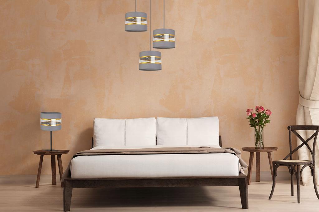 Nachttischlampe, eleganter goldener Lampenschirm, 20 cm