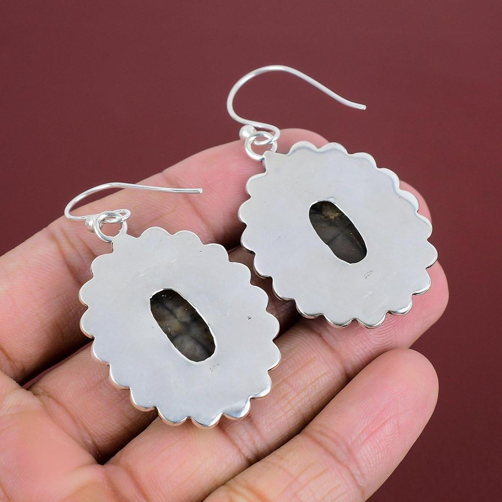 Chiastolitörhängen Ädelsten Handgjorda Smycken 925 Sterling Silver Örhängen Chiastolit Smycken Underbara Hängande Örhängen Jubileumspresenter