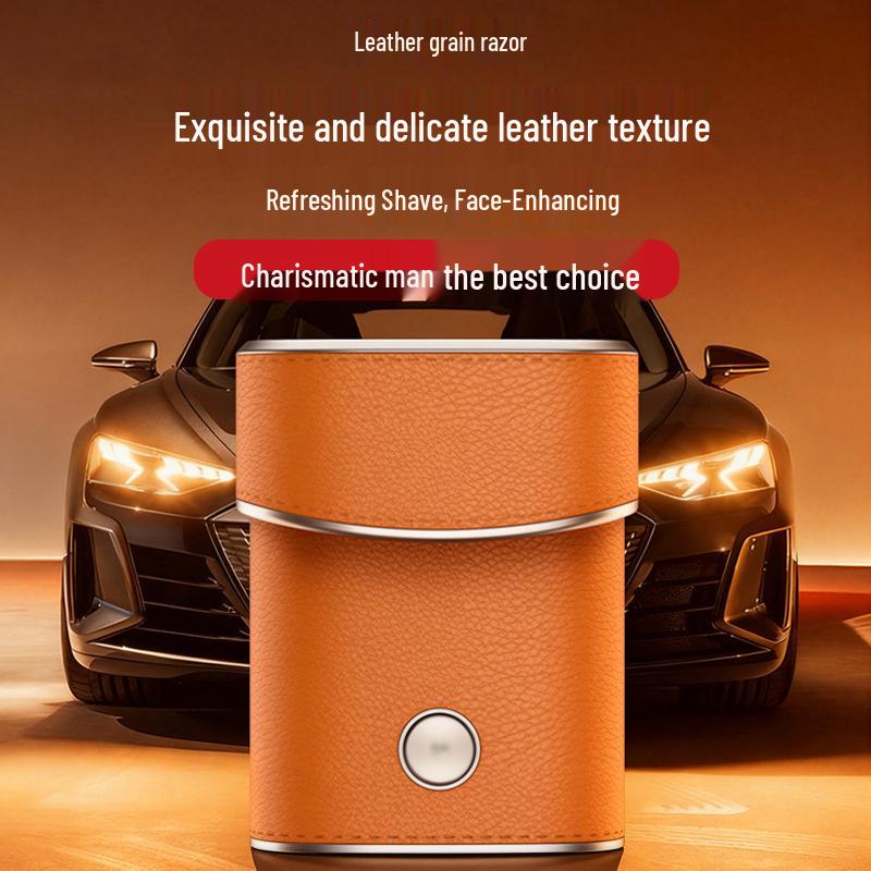 2025 New Leather Texture Dual-Head Electric Shaver: Portable, Magnetic, Stubble-Free, Car-Mountable Razor Gift