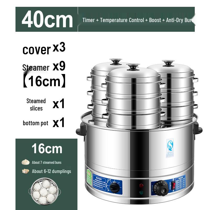 Commercial Three-Hole Steamer for Xiaolongbao, Dumplings, Buns, and Breakfast Shop Use
