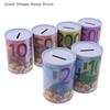1PC Euro Dollar Money Box Safe Cylinder Piggy Bank Banks For Coins Deposit Boxes Circular tinplate savings jar for storing money
