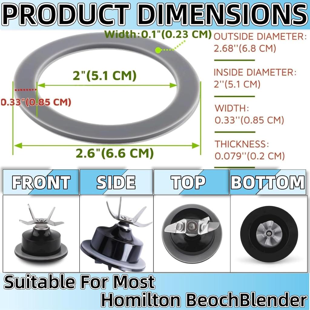 5-Pack Blender O-Ring Gasket Seal - Fits Hamilton Beach Blender/Food Processor Replacement Parts