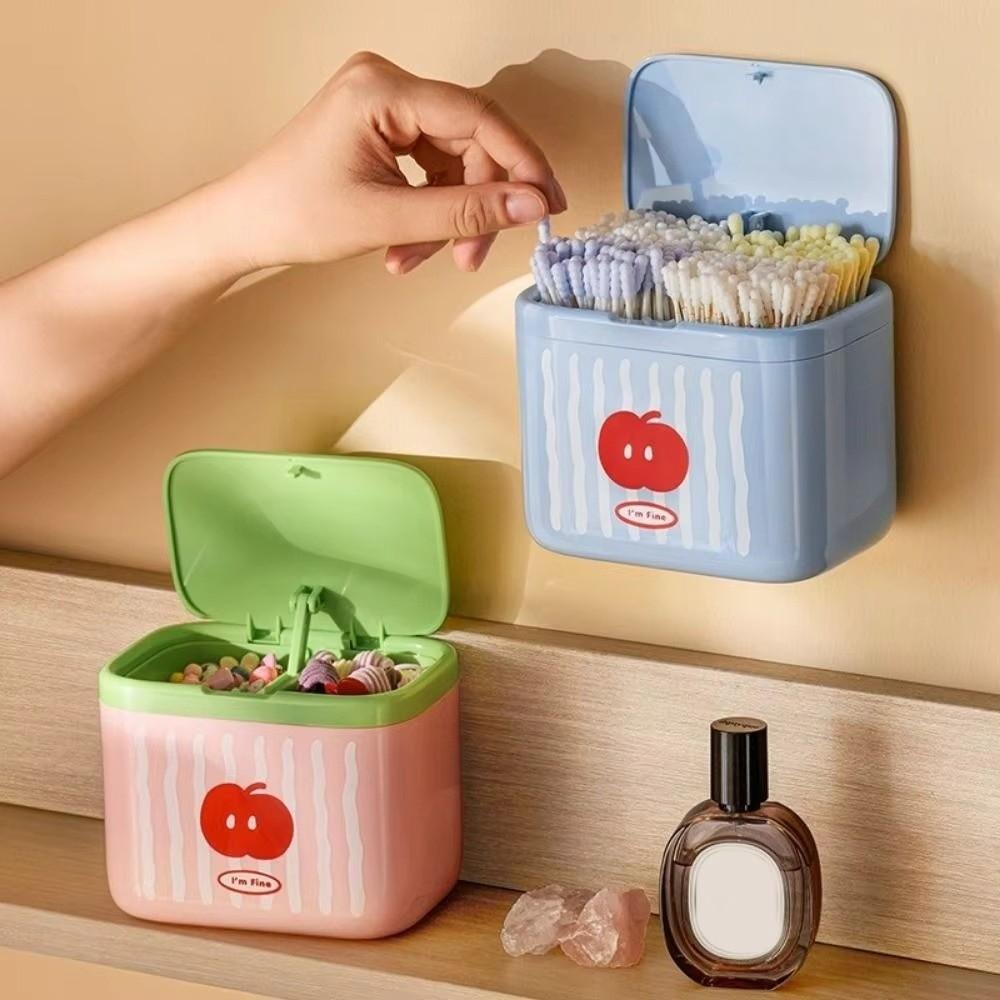Automatic-Lift Swab Storage Box Dustproof Sealed Makeup Pad Organizer No-Drilling Multi-function Desktop Container For Bathroom