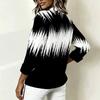 Plus Size Ladies Long Sleeve T Shirt Vintage Stripe Printed Loose Casual Top Comfortable Daily Wear Oversized Tee
