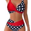 European And American New Printing Color Matching Polka Dot Cross Backless Sexy Split Swimsuit Bikini Women