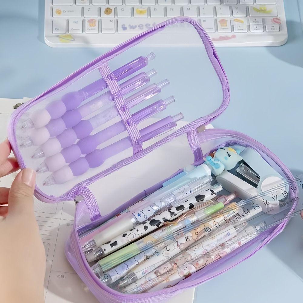 Lightweight Mesh Pencil Case Large Capacity Aesthetic Bag  Student Stationary