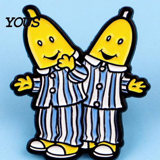 Durable Metal Brooch Zinc Alloy Pin, Cartoon Banana Man Shape Lapel Enamel Colorful Badge Paint with Anti-Slip Buckle Pins for Clothes