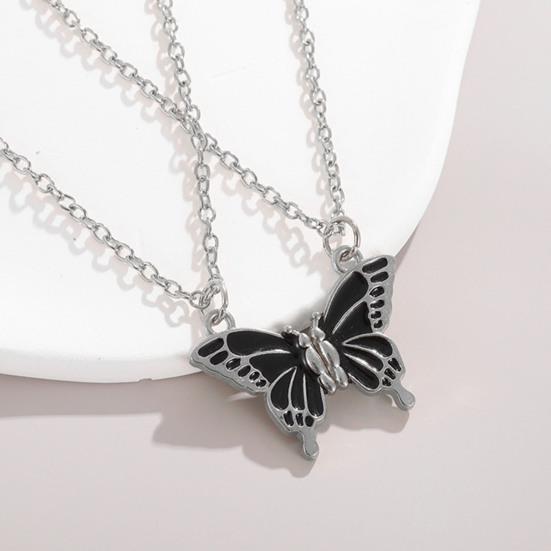 Yousheng Creative Friendship Necklace Magnetic Suction Enamel Butterflies Pendant Necklace Winter Adjustable Sweater Necklace