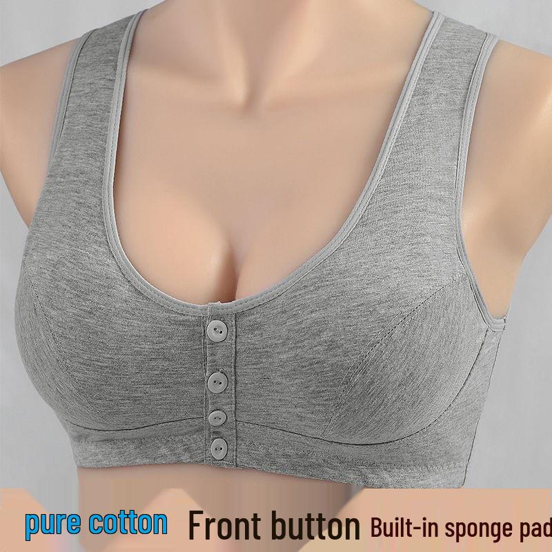 Front Buckle Cotton Bra: Wireless, Plus Size, Vest Style for Middle-Aged & Elderly Women