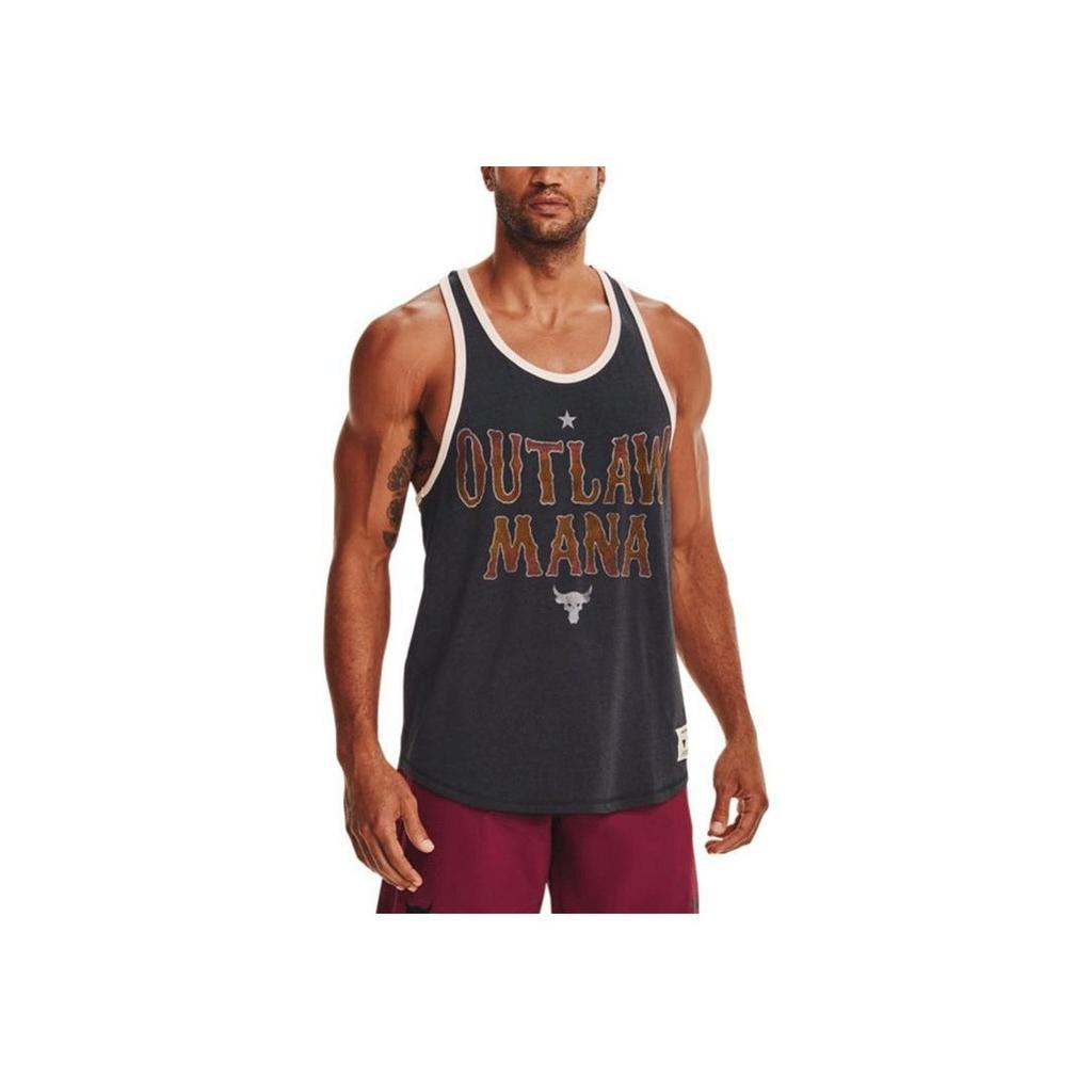 Under Armour Project Letter Print Logo Basketball Loose Breathable Training Vest Men Tops Military-Green 1367120-010
