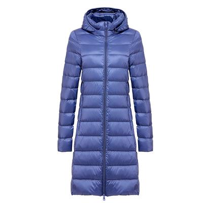 Women Winter Long Puffer Coat Detachable Hood Lightweight Coat Invisible Zipper Casual Coat Portable Outwear with Bag