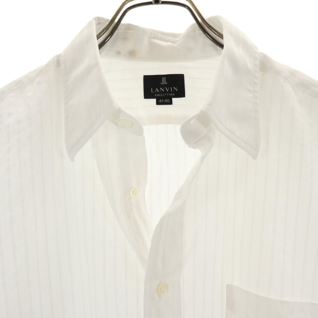 Lanvin Made In Japan Striped Pattern Long Sleeve Shirt 41-80 White Men's Used