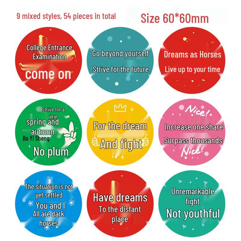 Exam Success Stickers: Good Luck 100-Day Sprint Gift Seals for Zhongkao & Gaokao