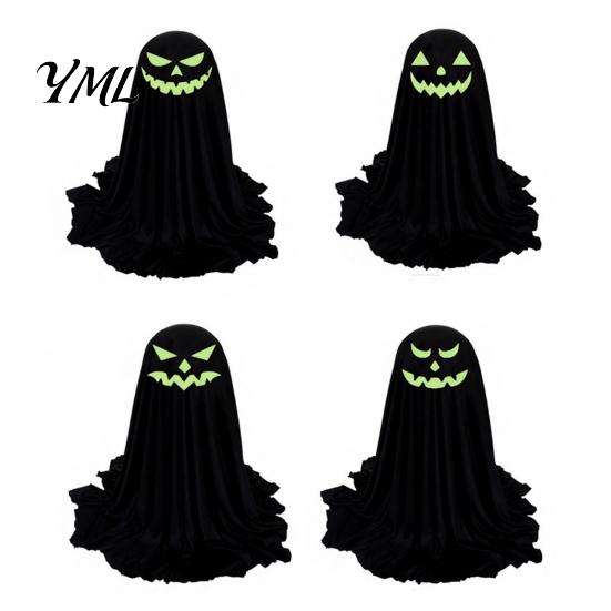 Festive Home Decor for Halloween 4 Pcs Ghost Decoration, Spooky with Glowing In The Dark Trick or Treat Party Face, Standing Desktop Figurine