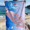 Dreamy water ripples and petal patterns polyester microfiber beach towel is highly absorbent, suitable swimming beach outings