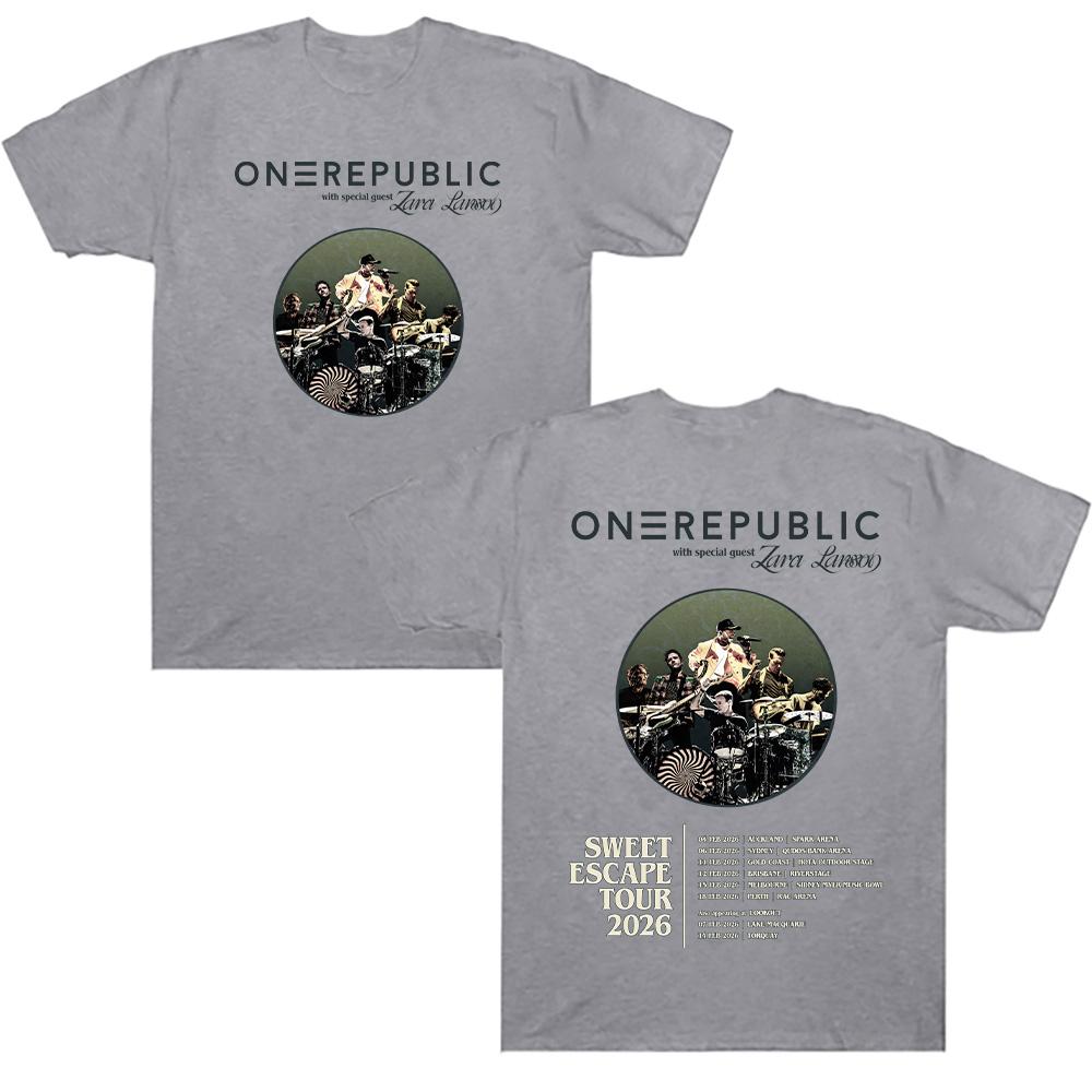 

OneRepublic Sweet Escape Tour 2026 T Shirts Graphic Tees Short Sleeve Round Collar T-Shirt Pure Cotton Women Men Clothes Y2K M сірий