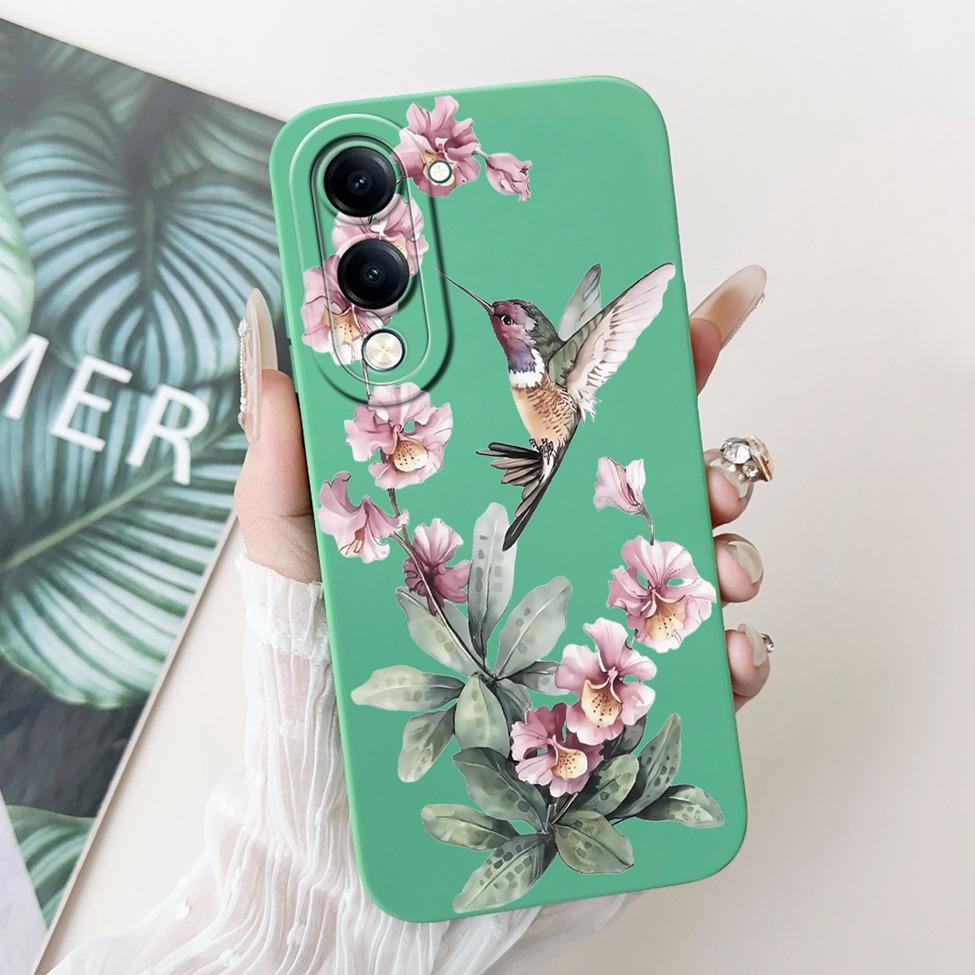 Für Vivo Y04 Hülle V2430 Silikon Niedliche Katze Mode Schmetterlinge Blumen Liebe Bemalte Rückseite für Vivo Y04 4G Handyhülle Bumper