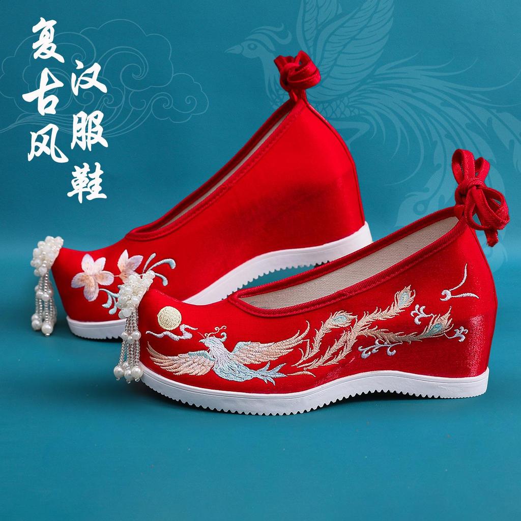 Fashion Shoes Woman 2025 Female Footwear Fringe Clogs Platform Increas Height Autumn Pearl Decorateion New Dress Summer Tassel Creepers