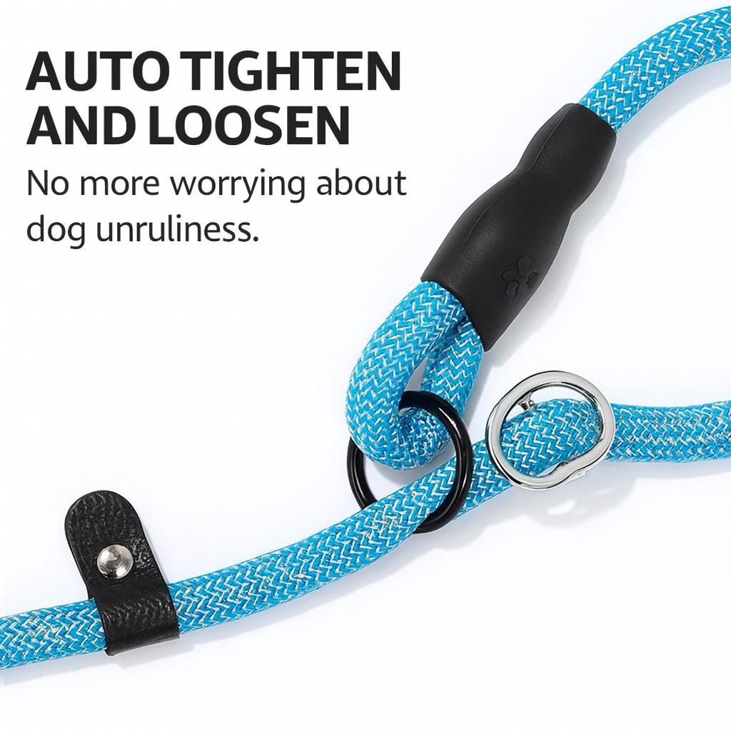 Durable Reflective Rope Dog Leash with Soft Padded Handle Slip Lead for Medium Large Dogs