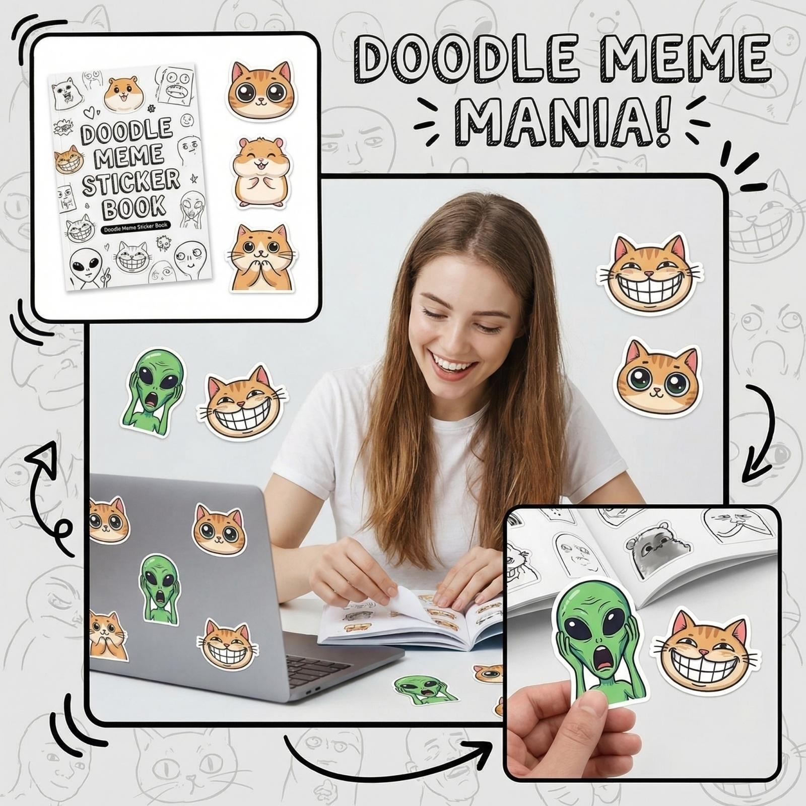 Doodle Meme Sticker Book, Fun Hand-Drawn Stickers, DIY Doodle Memes Sticker Book - 460 Hand Drawn Stickers, Suitable For Laptops, Notebooks, Planners One Size белый