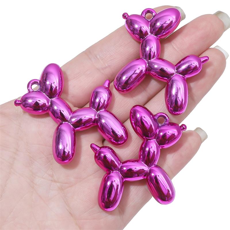 1/2pcs Acrylic Electroplated UV Balloon Dog Pendant Charms for DIY Jewelry Earring Bracelet Making