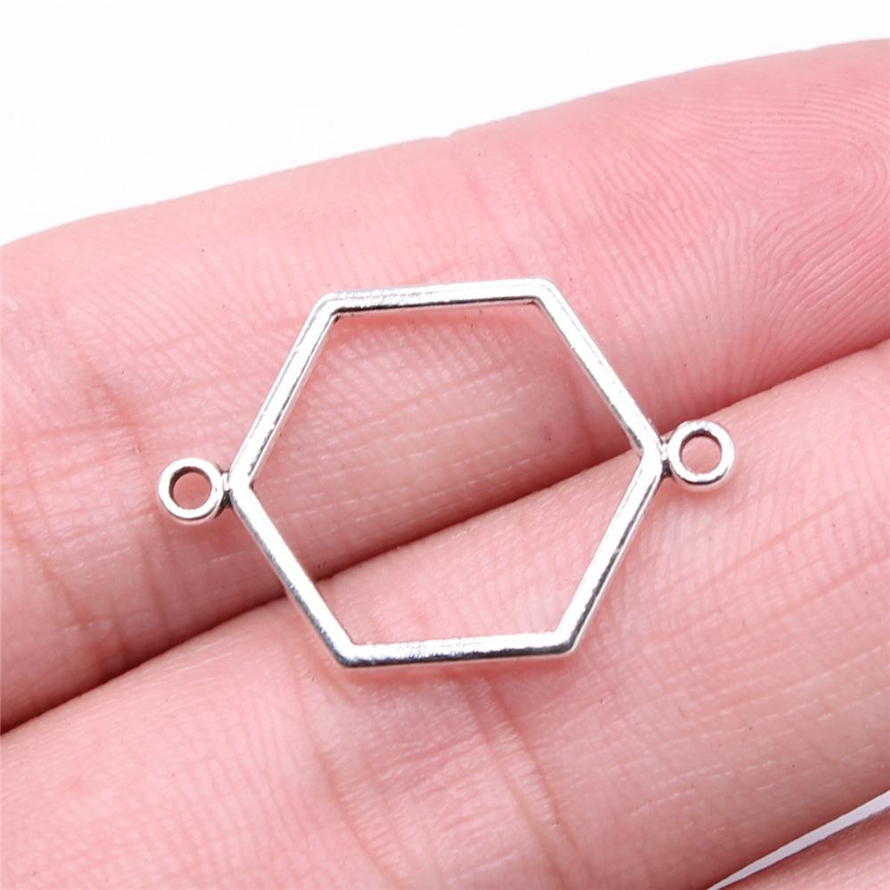 20pcs Charms Hexagonal Honeycomb DIY Jewelry Findings Antique Silver Color Bee Honeycomb Charms