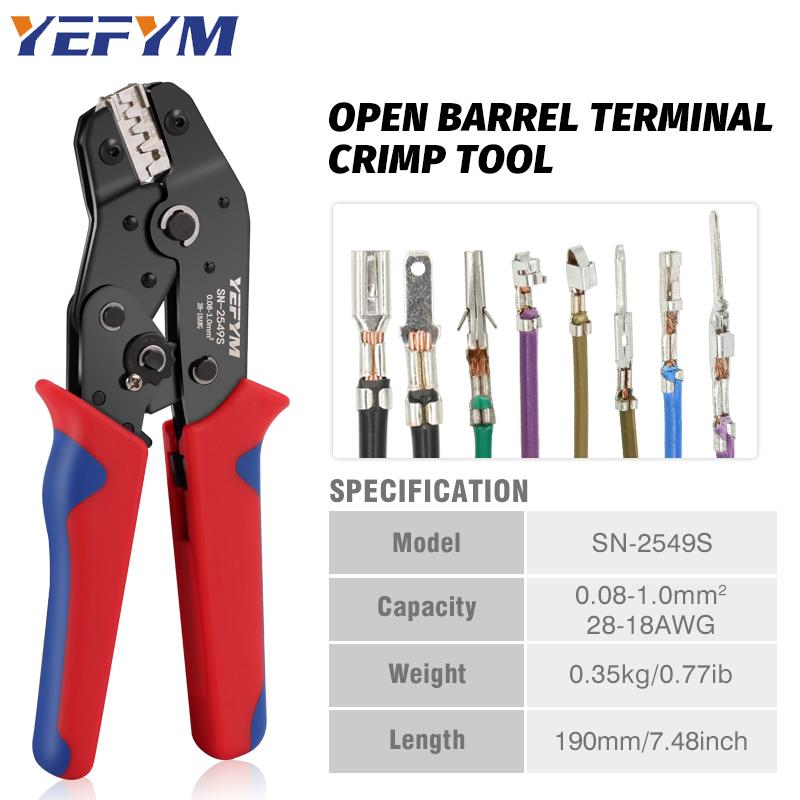 Ratcheting Wire Crimping Tools SN-2549S for JST ZH 1.5mm, PH 2.0mm, XH 2.5mm, Dupont 2.54mm Pitch Open Barrel Terminals, AWG28-18 (0.08-1.0mm²)