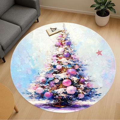 1pc Christmas Tree Star Round Chair Mat Office Area Rug - Non-Slip, Floor Mat for Office, Bedroom, Ideal Home Decor Gift C0112116