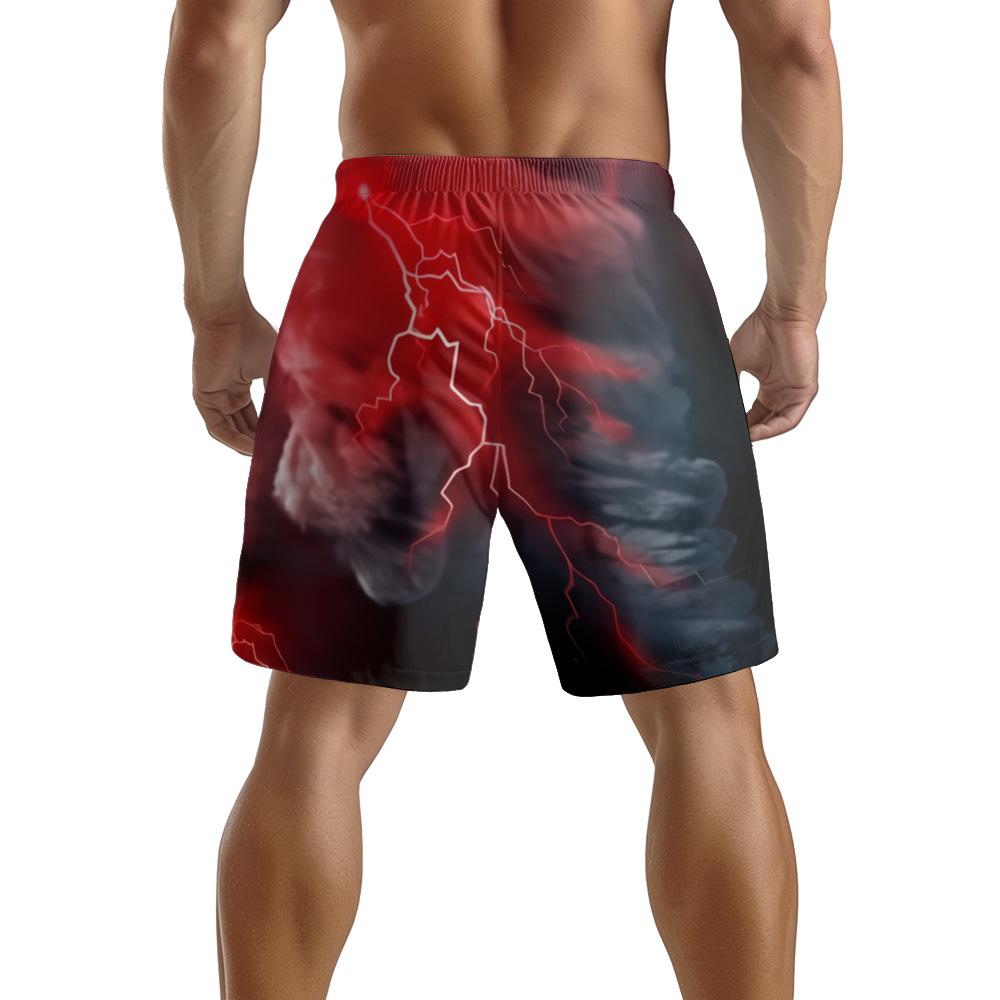 Pantaloncini Casual da Uomo con Elemento Fulmine Oscuro Naturale Europeo e Americano Pantaloni da Spiaggia