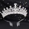 Wedding Full Glittering Diamond Hollow Crown Sparkly Rhinestones Hair Adjustable Tiara for Birthday Party Adult Ceremony