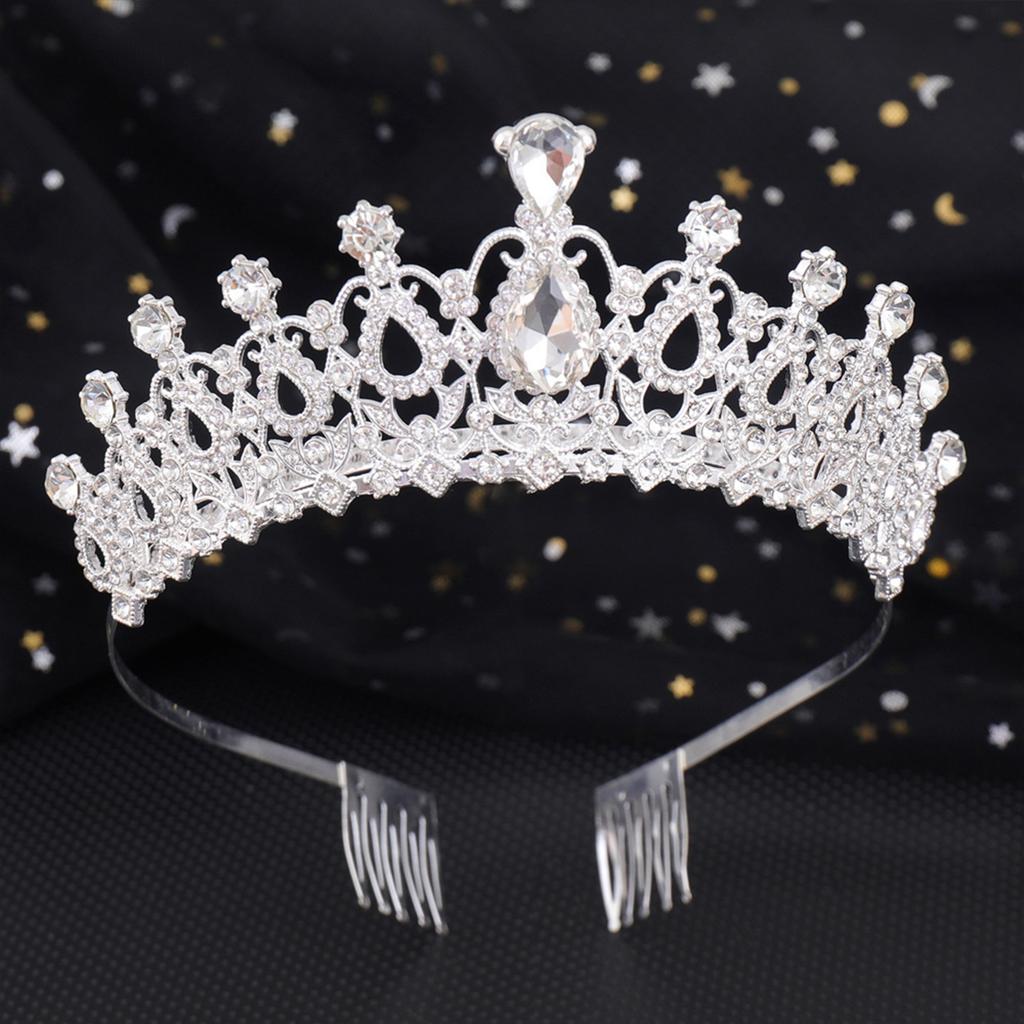 Wedding Full Glittering Diamond Hollow Crown Sparkly Rhinestones Hair Adjustable Tiara for Birthday Party Adult Ceremony