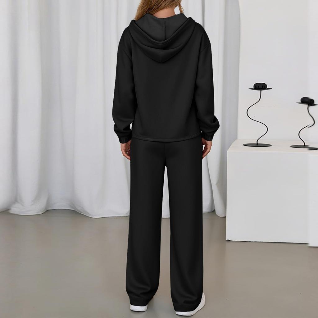 Conjuntos de Duas Peças para Mulheres Casual Solto Camisas de Manga Comprida e Shorts de Cordão de Cintura Alta Fato de Treino Outfits de Outono