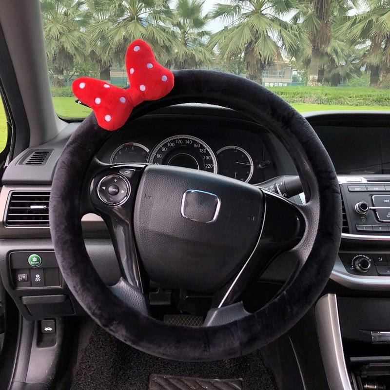 Steering Plush Car Wheel Cover Cartoon Print Four Seasons Installation Easy