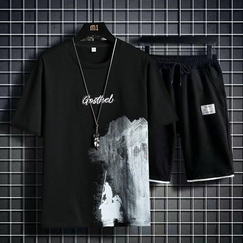 

Чоловічий комплект футболок з коротким рукавом у стилі чорнила, літо 2023 3XL