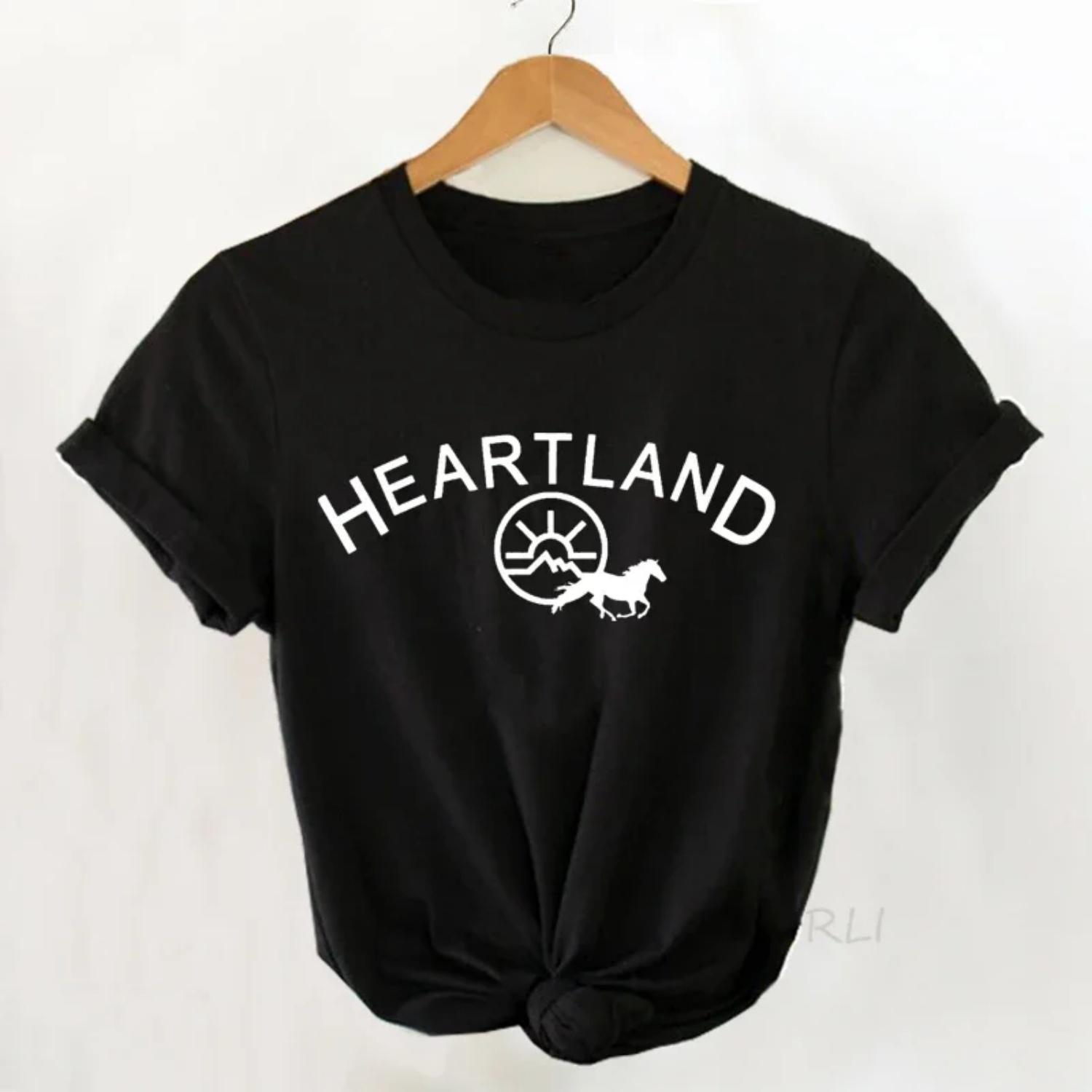 

Retro Heartland Tshirt Women Comedy Drama TV Show Heartland Ranch T Shirt O Neck Women Summer Short Sleeve Graphic Tees Clothes S чёрный