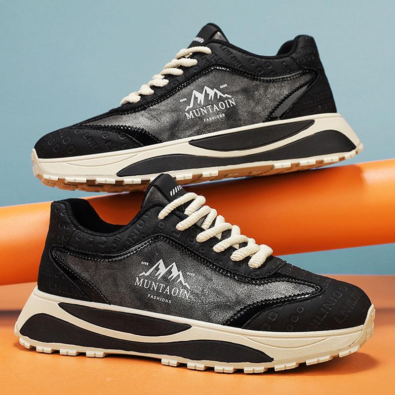 Spring New Shoes for Men Sneaker Leather Casual Sport Shoes Street Trend Flat Athletic Shoes