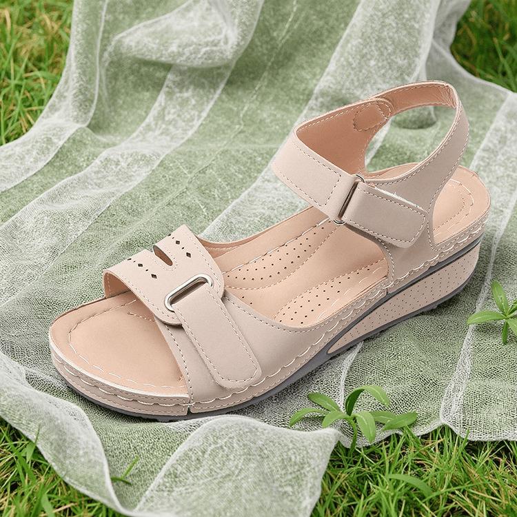 Open Toe Women's Sandals Summer Soft Sexy Female Sandals Wedge Buckle Orthopedic Sandal with Arch Support