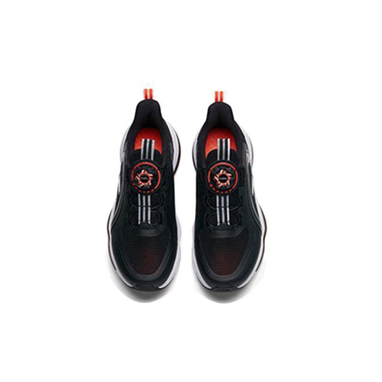 Anta Kids Rotating Buckle Shock Absorbing Wear Resistant Breathable Low Top Running Shoes Kids Running Shoes Black Silver 312225550-6