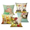 Easter Egg Print Cushion Cover Happy Easter Decorative Pillowcase Linen Bunny Throw Pillow Cover For Sofa Home Decor