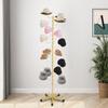 Gold 16-Hook Free Standing Hat Rack, 30lbs Capacity Display Stand for Closet, Modern Entryway & Boutique, Space-Saving Organizer