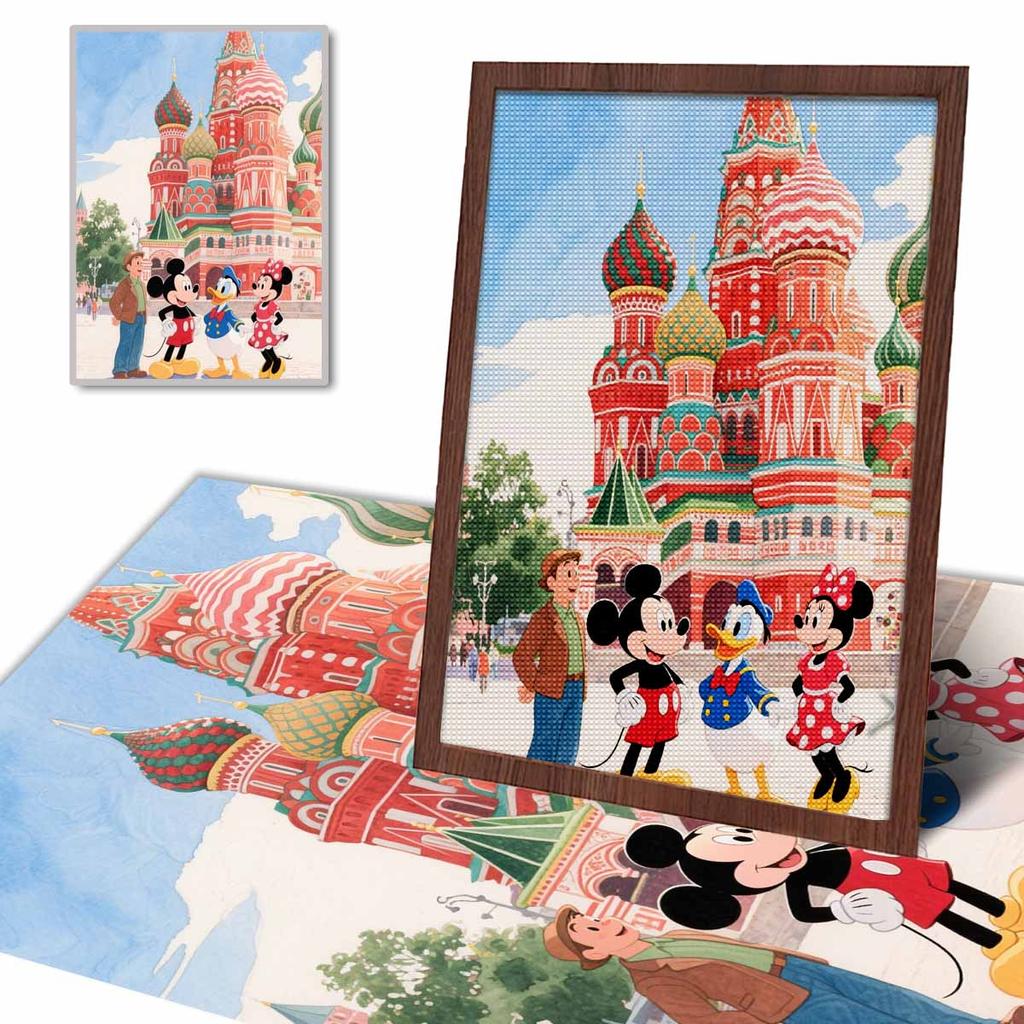 Diamond Mosaic Colorful Diamond Painting Mickey, Minnie and Donald Duck Full Round Embroidery Cartoon Creative Hobbies Wall Decor