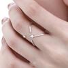 PONYKISS  Sterling Silver Zircon Star Cross Opening Rings for Women Romantic Fine  Minimalist Sweet Cool Accessories