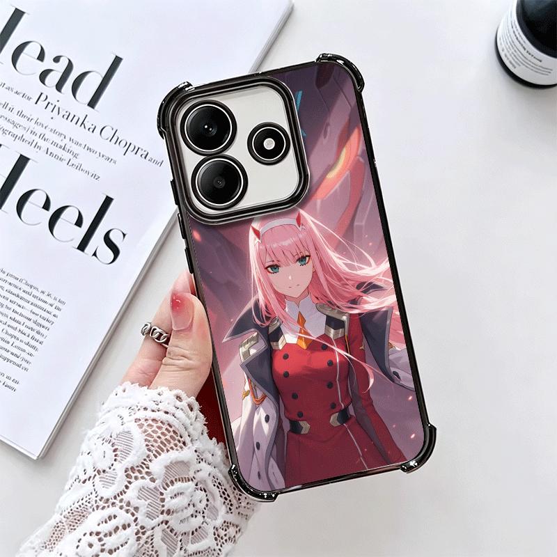 Darling Zero Two 02 Anime Plating Phone Case For Xiaomi Redmi Note 14 15 Pro Plus 13 12 11 11S 11T 10 9S 9 5G Anti-Fall Airabag