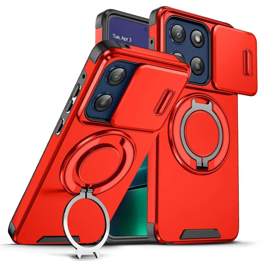 Shockproof Magnetic Phone Case for Motorola moto G 5G G Stylus Power play 5G 2025 Slide Camera Lens Ring Stand Protect Cover