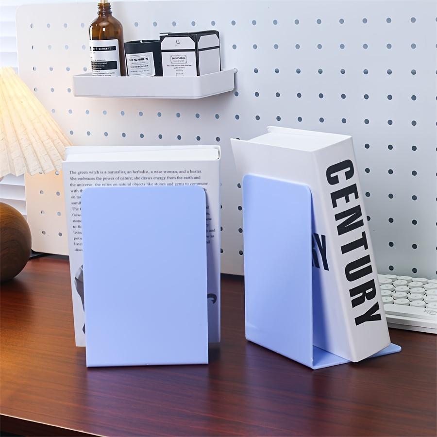 

2pcs Sleek Transparent Bookends - Durable PP Plastic Desk Organizer for Office & Library, Creative Invisible Book Stand Polished синий